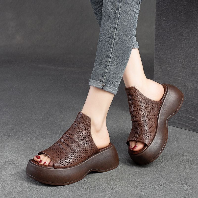 Sandalias de Tacón Cuero Suave Travesía Serenidad Prisma, Comodidad y Estilo Todo el Día