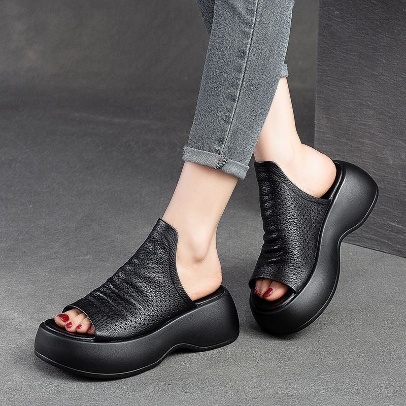 Sandalias de Tacón Cuero Suave Travesía Serenidad Prisma, Comodidad y Estilo Todo el Día