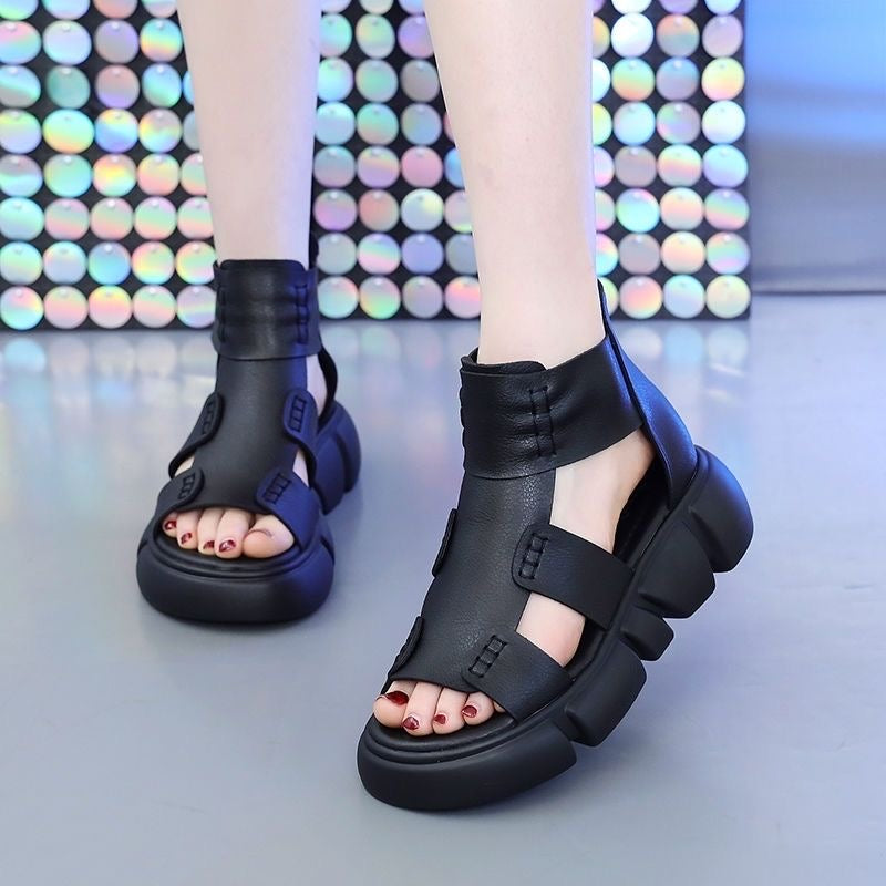 Sandalias de Plataforma Cuero Suave Esencia Jazz Horizonte, Soporte y Comodidad Todo el Día