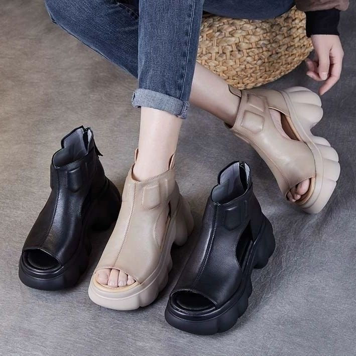 Sandalias de Tacón Cuero Suave Armonía Cumbre Selene, Máxima Comodidad y Estilo Duradero