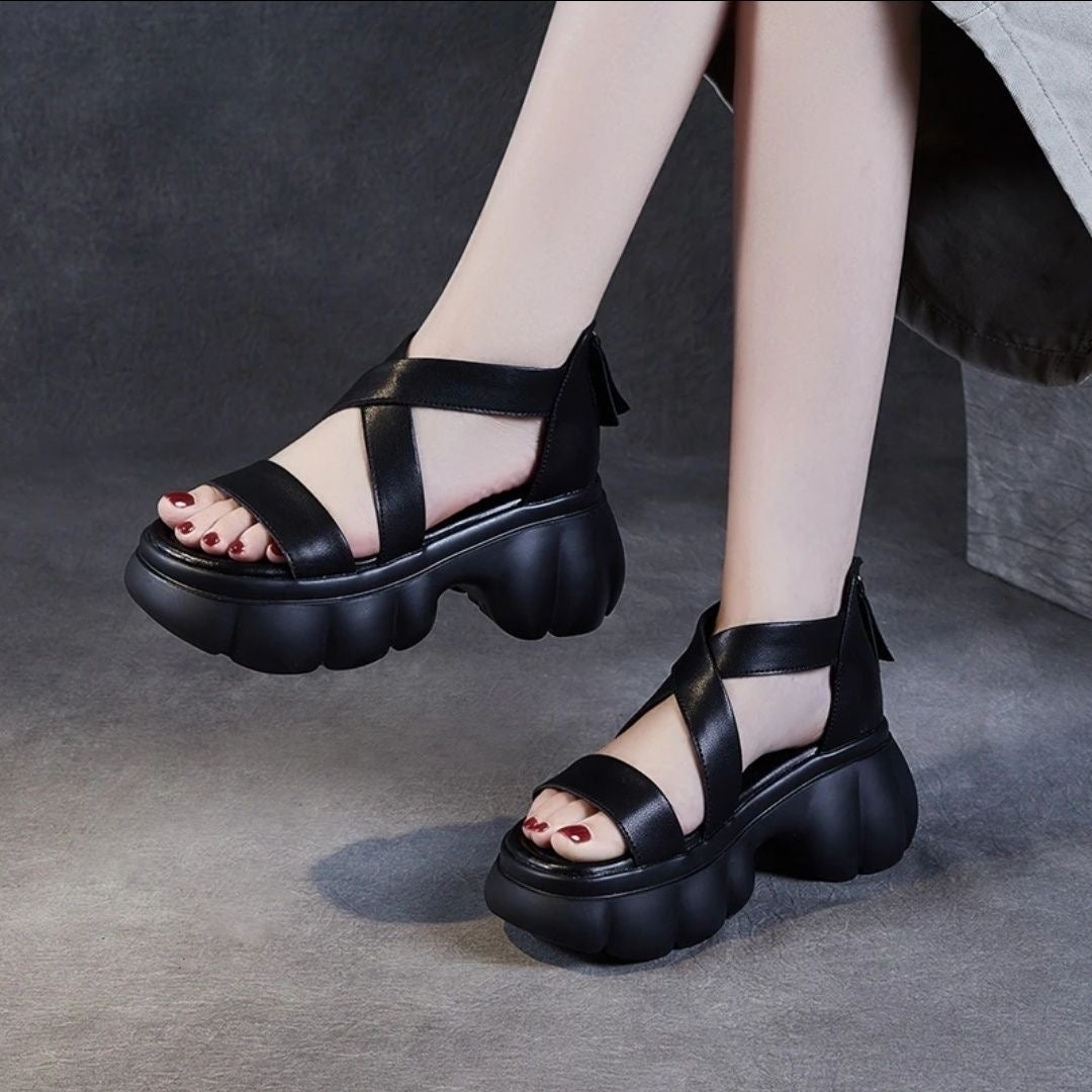 Sandalias de Plataforma Cuero Suave Esencia Horizonte Cumbre, Máxima Comodidad y Estilo Todo el Día