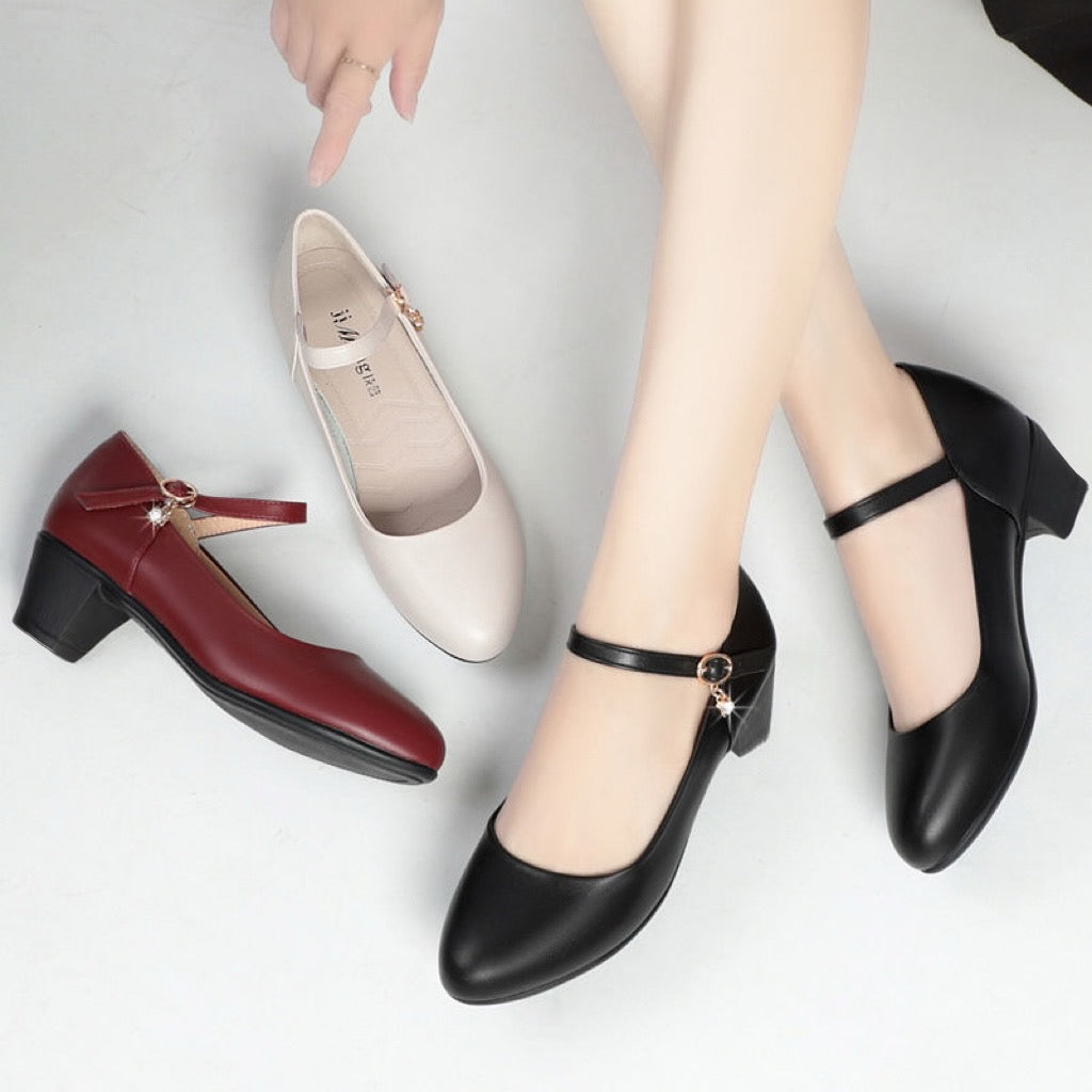 Sandalias de Tacón Medio Cuero Suave Esencia Aurora Serenidad, Confort Duradero y Soporte Óptimo