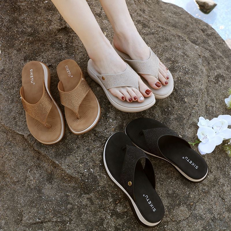 Sandalias Antideslizantes Cuero Suave Ébano Calma Atlántico, Postura Saludable y Confort Diario