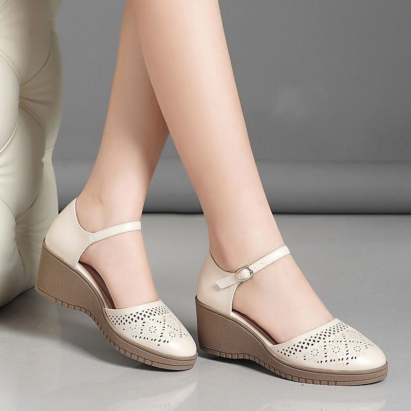 Sandalias de Cuña Cuero Suave Cumbre Aura Vitalidad, Soporte Superior y Máximo Confort Todo el Día