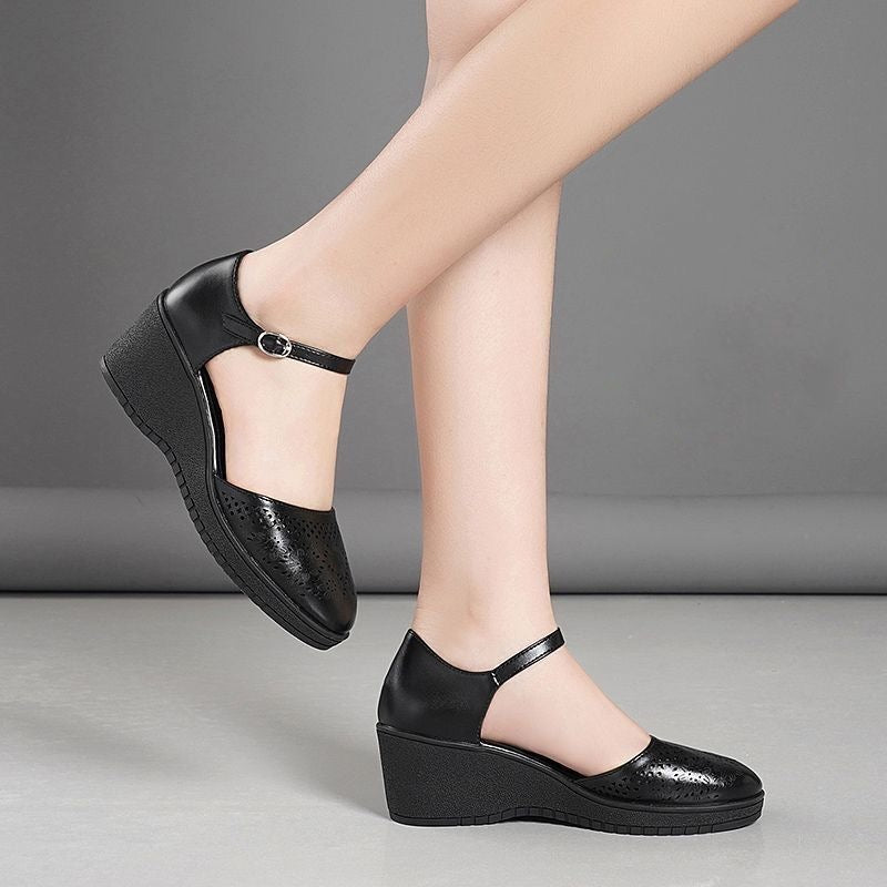 Sandalias de Cuña Cuero Suave Cumbre Aura Vitalidad, Soporte Superior y Máximo Confort Todo el Día