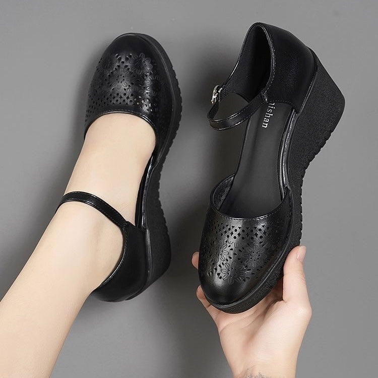 Sandalias de Cuña Cuero Suave Cumbre Aura Vitalidad, Soporte Superior y Máximo Confort Todo el Día