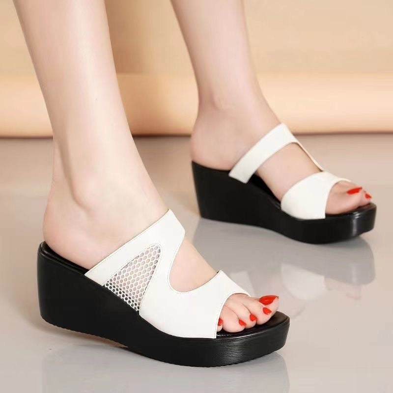 Sandalias de Cuña Cuero Suave Aura Camino Serenidad, Soporte Superior y Comodidad Prolongada