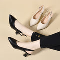 Tacones altos de cuero de tacón medio