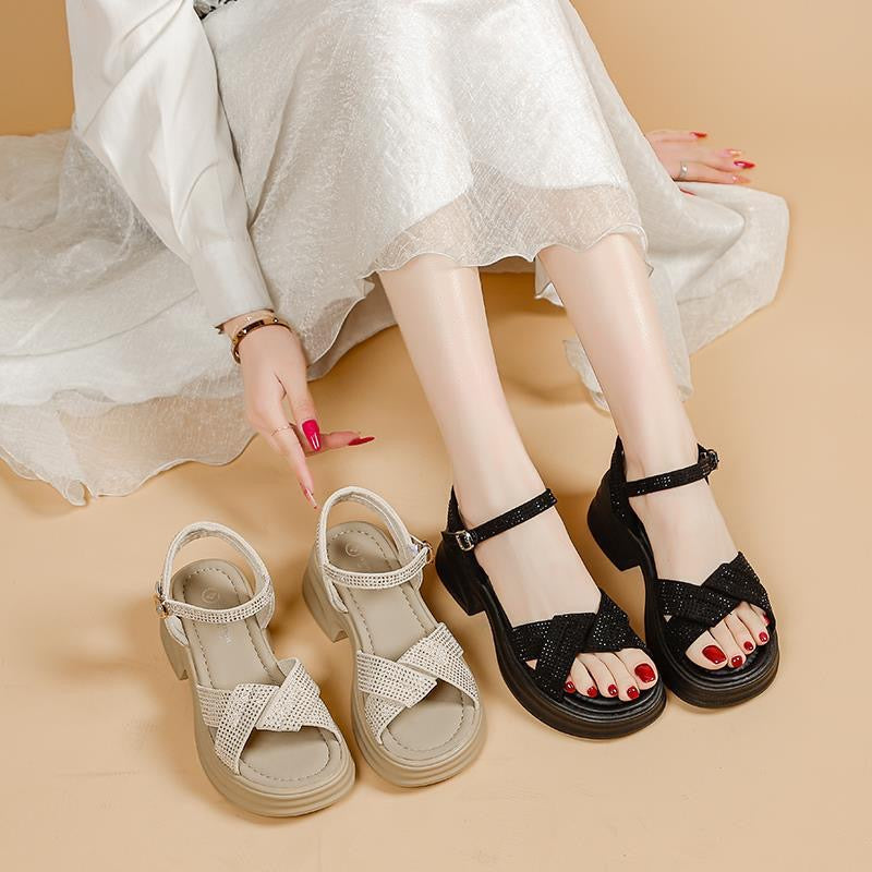 Sandalias de Tacón Cuero Suave Aura Bosque Jazz, Confort Elegante y Soporte Ortopédico