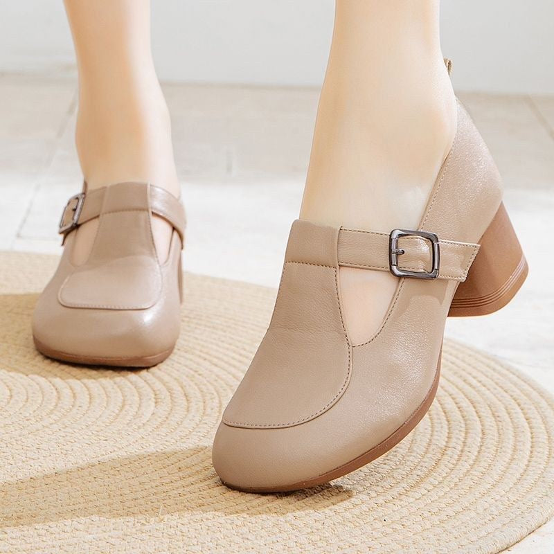 Zapatos de Tacón Cuero Suave Armonía Selene Horizonte, Confort y Estabilidad Todo el Día