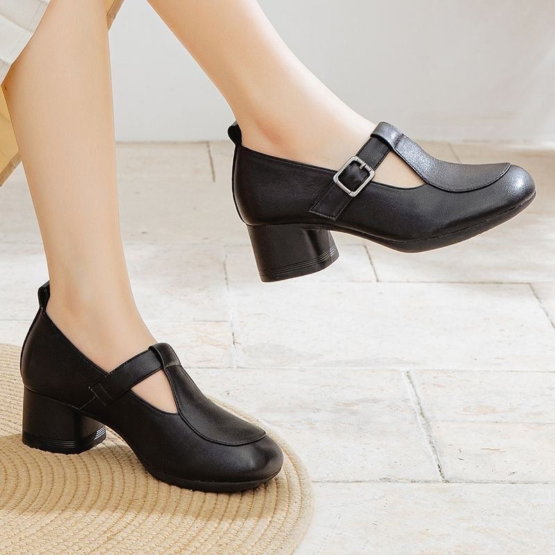 Zapatos de Tacón Cuero Suave Armonía Selene Horizonte, Confort y Estabilidad Todo el Día