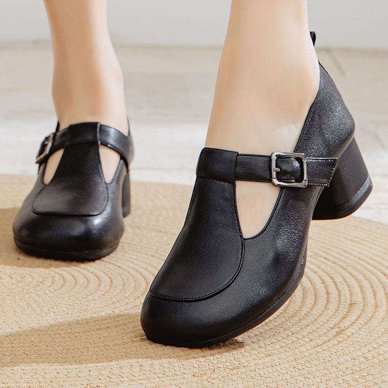 Zapatos de Tacón Cuero Suave Armonía Selene Horizonte, Confort y Estabilidad Todo el Día