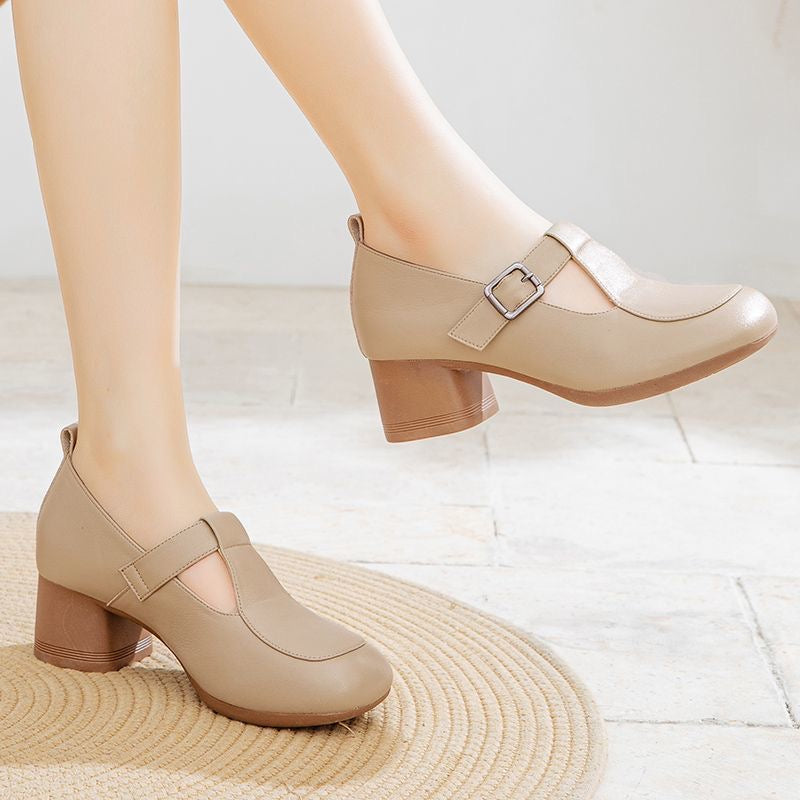 Zapatos de Tacón Cuero Suave Armonía Selene Horizonte, Confort y Estabilidad Todo el Día