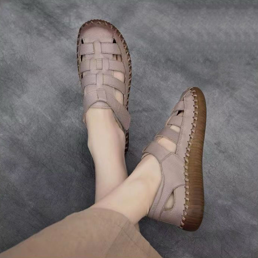 Sandalias Planas Cuero Suave Aura Horizonte Camino, Comodidad y Estabilidad Todo el Día