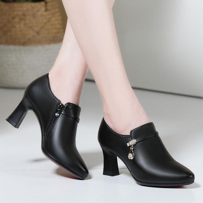 Tacones Medios Cuero Suave Armonía Selene Prisma, Elegancia y Confort Todo el Día