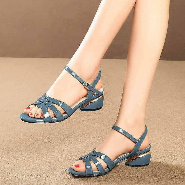 Sandalias de Tacón Cuero Suave Estilo Bosque Serenidad, Postura Mejorada y Confort Prolongado