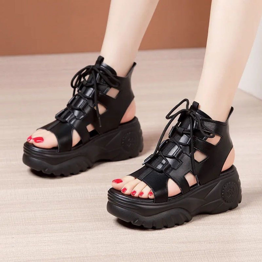 Sandalias de Plataforma Cuero Suave Aura Camino Serenidad, Soporte Ortopédico Superior Todo el Día