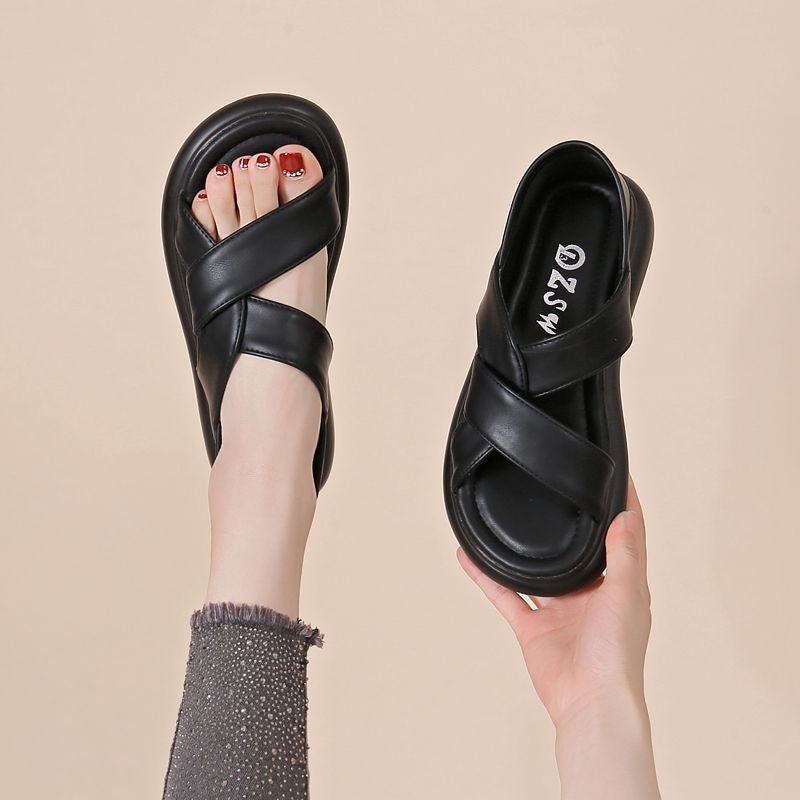 Sandalias Planas Cuero Suave Serenidad Horizonte Bosque, Comodidad y Estabilidad en Cada Paso