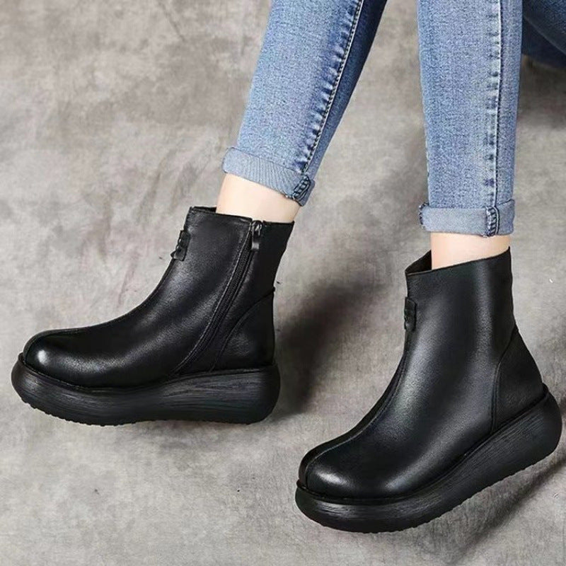 Botines Antideslizantes Cuero Premium Horizonte Nube Íntegro, Comodidad y Calidez en Cada Paso