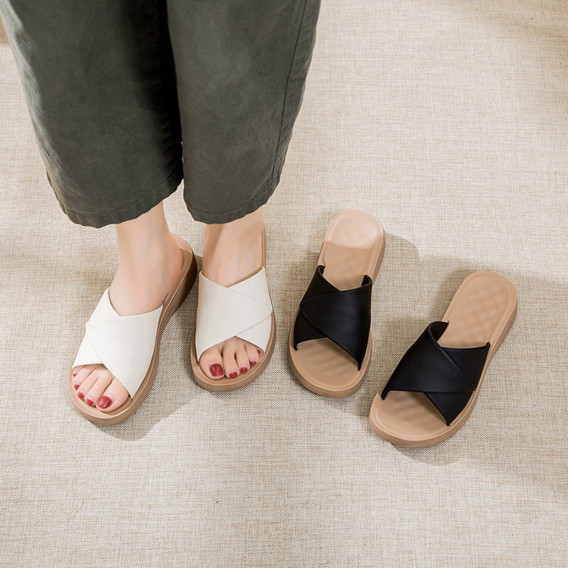 Sandalias Planas Cuero Suave Esencia Horizonte Serenidad, Comodidad y Postura Mejorada