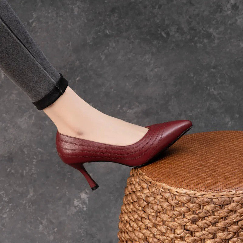 Tacones Altos Cuero Suave Aura Camino Serenidad, Elegancia y Comodidad Prolongada