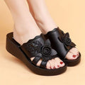 Sandalias de Tacón Cuero Suave Flor Aurora Horizonte, Postura Mejorada y Comodidad Duradera