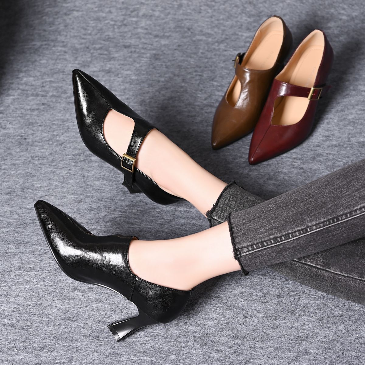 Sandalias de Tacón Cuero Suave Majestad Horizonte Serenidad, Soporte Superior y Confort Prolongado