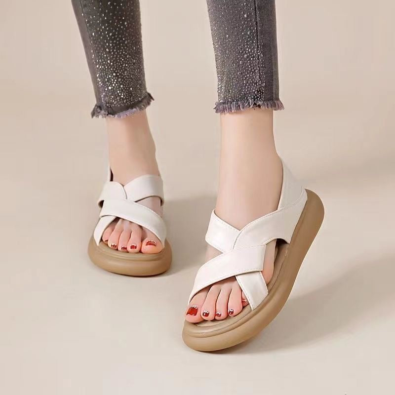 Sandalias Planas Cuero Suave Serenidad Horizonte Bosque, Comodidad y Estabilidad en Cada Paso