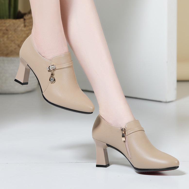 Tacones Medios Cuero Suave Armonía Selene Prisma, Elegancia y Confort Todo el Día