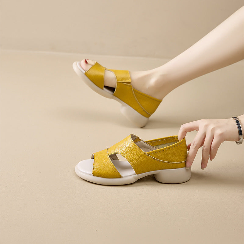 Sandalias Planas Cuero Suave Aura Camino Serenidad, Postura Saludable Todo el Día