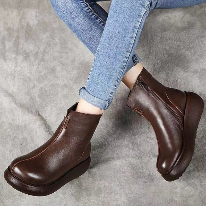 Botines Antideslizantes Cuero Premium Horizonte Nube Íntegro, Comodidad y Calidez en Cada Paso