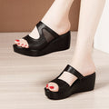 Sandalias de Cuña Cuero Suave Aura Camino Serenidad, Soporte Superior y Comodidad Prolongada