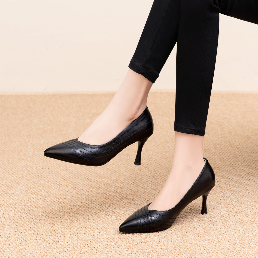 Tacones Altos Cuero Suave Aura Camino Serenidad, Elegancia y Comodidad Prolongada