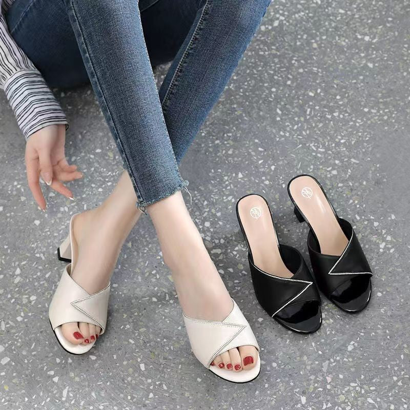 Sandalias de Tacón Cuero Suave Aura Selene Camino, Confort y Estilo Todo el Día