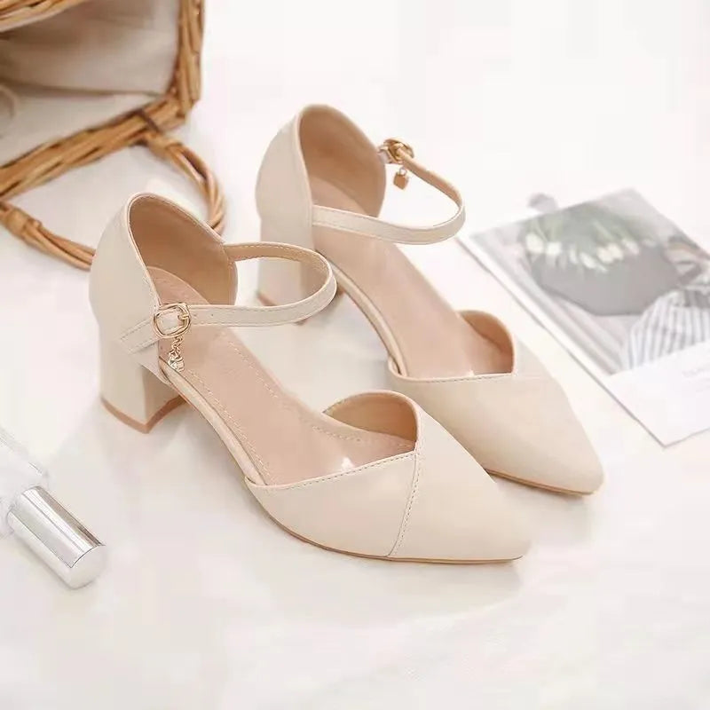 Tacones de bloque de tacón medio estilo francés