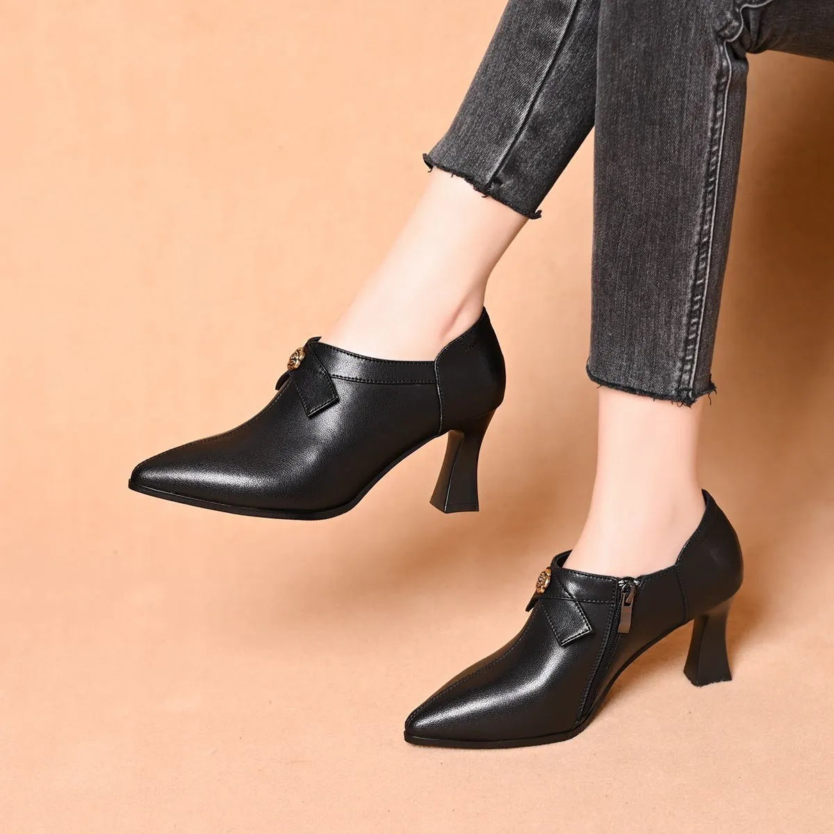 Tacones Altos Cuero Suave Aura Selene Confort, Elegancia y Bienestar Todo el Día