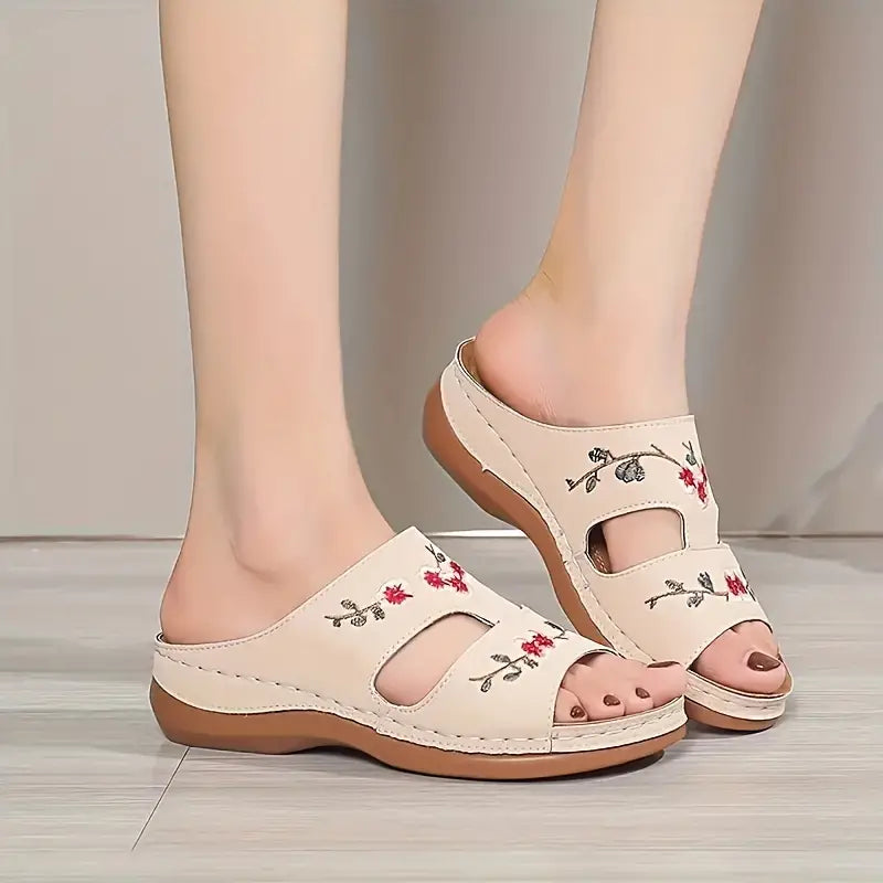 Sandalias de Cuña Sintético Aurora Flor Equilibrio, Comodidad Natural Todo el Día