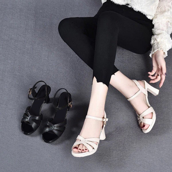 Sandalias de Tacón Cuero Suave Eclipse Serenidad Atlántico, Confort Superior y Estilo Duradero